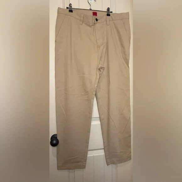 Hugo Boss Men's Khaki Pants 34x32 Flat Front 100% Cotton NWT - Picture 2 of 13